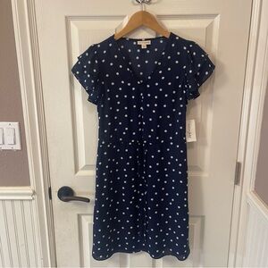 Mason Jules Summer Dress Size XS Navy Polka Dot Ruffle Sleeve Mini A line V neck